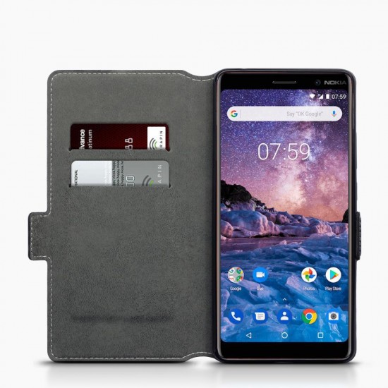 Terrapin Nokia 7 Plus Ultra Slim Faux Leather Wallet Case - Black