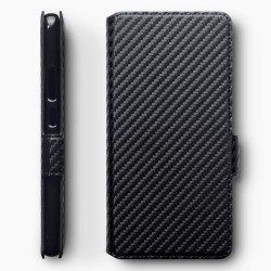 Terrapin Nokia 9 PureView Ultra Slim PU Leather Wallet Case - Black Carbon Fibre