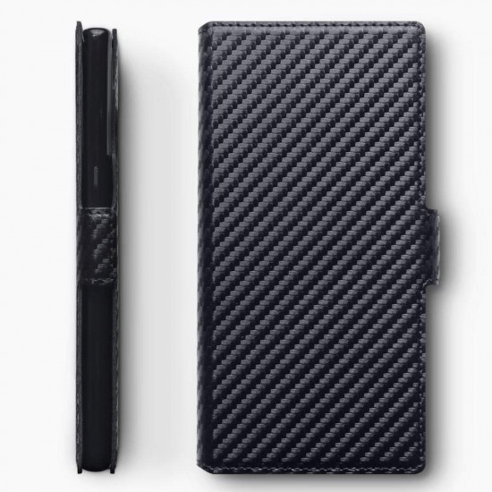 Terrapin Samsung Galaxy Note 10 Low Profile PU Leather Wallet Case - Black Carbo Terrapin Samsung Galaxy Note 10 Low Profile PU Leather Wallet Case - Black Carbo