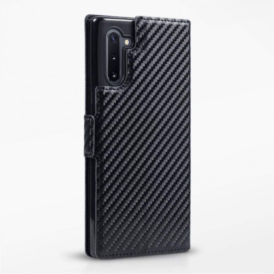 Terrapin Samsung Galaxy Note 10 Low Profile PU Leather Wallet Case - Black Carbo Terrapin Samsung Galaxy Note 10 Low Profile PU Leather Wallet Case - Black Carbo