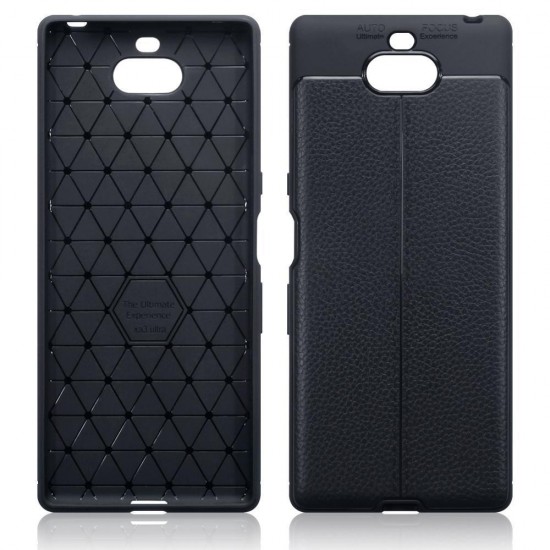 Terrapin Sony Xperia 10 Plus Leather Design Slim Gel Case - Black