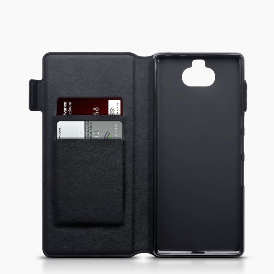 Terrapin Sony Xperia 10 Plus Ultra Slim PU Leather Wallet Case - Black Carbon T Terrapin Sony Xperia 10 Plus Ultra Slim PU Leather Wallet Case - Black Carbon T