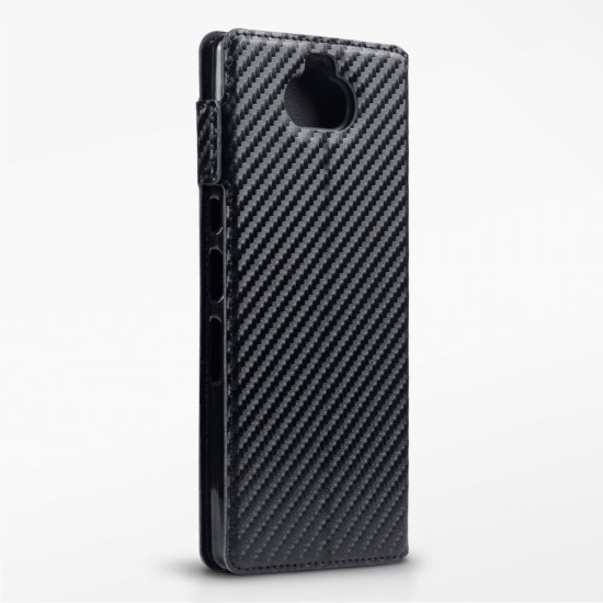 Terrapin Sony Xperia 10 Plus Ultra Slim PU Leather Wallet Case - Black Carbon T Terrapin Sony Xperia 10 Plus Ultra Slim PU Leather Wallet Case - Black Carbon T