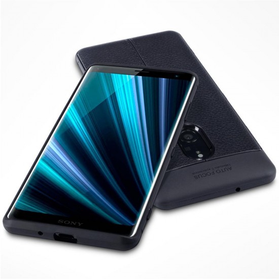 Terrapin Sony Xperia XZ3 Leather Design Slim Gel Case - Black Terrapin Sony Xperia XZ3 Leather Design Slim Gel Case - Black