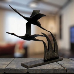 Geese Elur Iron Ornament 20Cm Mocha