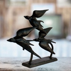 Swallows Elur Iron Ornament 22Cm Mocha