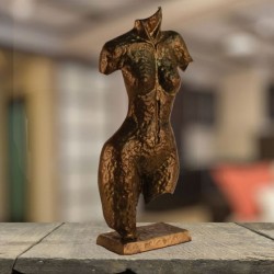 Torso Sculpture Elur Aluminium Ornament 38Cm Golden Brown