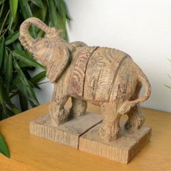 Europa Elephant Carved 23cm Bookends