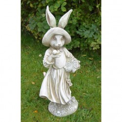 Europa Mrs Rabbit Weathered White Poly Stone Statue