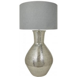 Olpe Nickel Floor Lamp With Grey Drum Shade