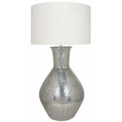 Olpe Nickel Floor Lamp With Natural Drum Shade
