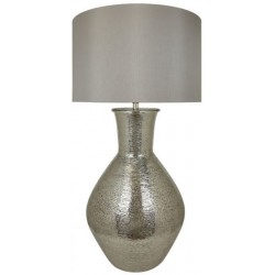 Olpe Nickel Floor Lamp With Taupe Drum Shade