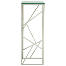 Phoenix Glass Top With Silver Frame Pedestal