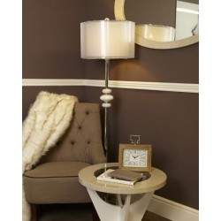 Pure White Pearl Pebble Metal Floor Lamp With Pure White Shade