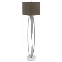 Silver Oval Abstract Floor Lamp With Taupe Cylinder Shade
