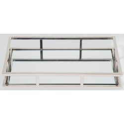 Trinity Glass Top With Silver Frame Medium Tray