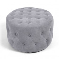 Verona Small Round Light Grey Pouffe