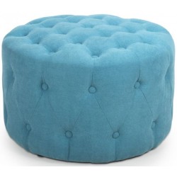 Verona Small Round Turquoise Blue Pouffe