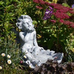 Europa Cherub On Leaf Stone Effect