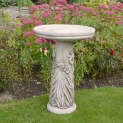 Floral Bird Bath Antique Stone Effect